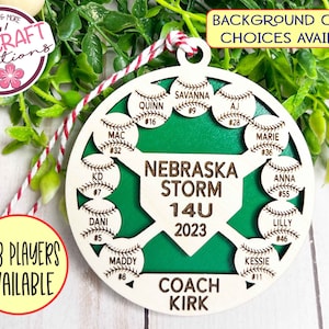 Baseball Softball Team Personalized Ornament, Baseball Player Gift, Baseball Coach ornament, Baseball Christmas ornament, Baseball Team Gift