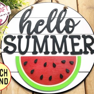 Hello Summer Sign, Watermelon Summer Door Hanger Wreath, Summer Round door Sign, Summer Door Hanger for front door, Summer Decor, Farmhouse