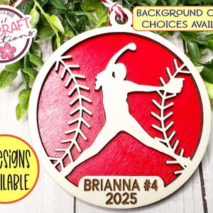 Softball Ornament Personalized, Softball Pitcher Catcher Ornament, Softball Player Gift, Softball Ornament Girl, Team gift
