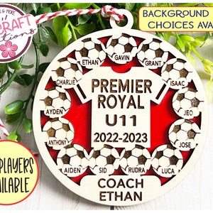 Soccer Team Personalized Ornament, Soccer Player Gift, Soccer Coach ornament, Custom Soccer Ornament, Laser Cut Ornament, Car Charm