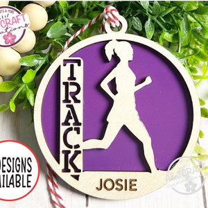 Track Runner Ornament Personalized, Running Ornament, Female Runner Ornament, Male Runner Gift, Running Track, Laser Cut Wood Ornament