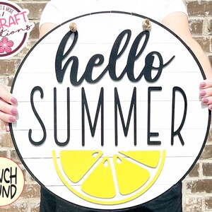 Hello Summer Sign, Lemon Summer Door Hanger Wreath, Summer Round door Sign, Summer Door Hanger for front door, Summer Decor, Farmhouse