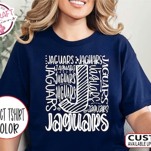 Jaguars Team Mascot Spirit Typography Shirt - School Mascot Pride Tshirt for Teachers, Students, Parents & Coach - Cheer, Football, Baseball