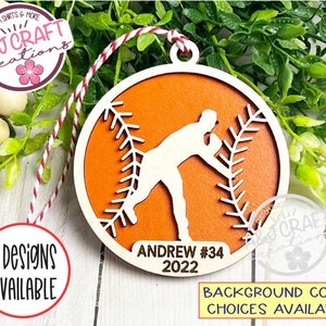Baseball Ornament Personalized, Baseball Christmas Ornament, Baseball Catcher Ornament, Baseball Player Gift, Baseball Pitcher Ornament
