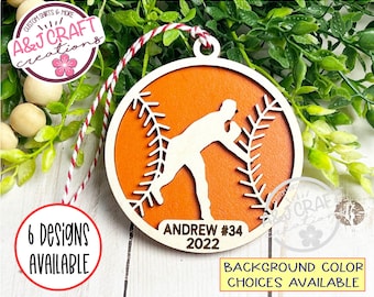Baseball Ornament Personalized, Baseball Christmas Ornament, Baseball Catcher Ornament, Baseball Player Gift, Baseball Pitcher Ornament