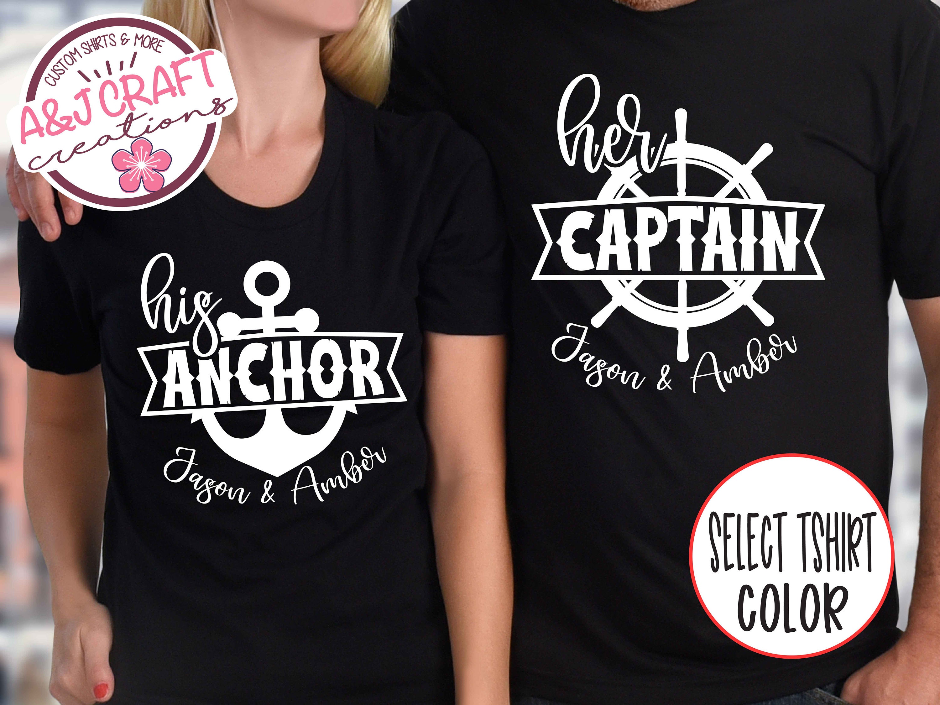 Womens Funny Cruise Her Captain His Anchor Couple T-Shirt Womens Funny Cruise Her Captain His Anchor Couple T-Shirt