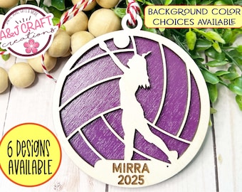 Personalized Girls Volleyball Ornament, Engraved Wood, Volleyball Player Gift
