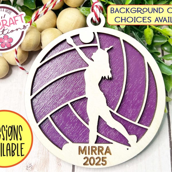 Adorno de voleibol personalizado, adorno de voleibol para niñas, regalo para jugadora de voleibol, adorno navideño de voleibol, adorno cortado con láser