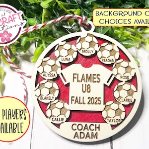 Soccer Team Personalized Ornament, Soccer Player Gift, Soccer Coach ornament, Custom Soccer Ornament, Laser Cut Ornament, Car Charm