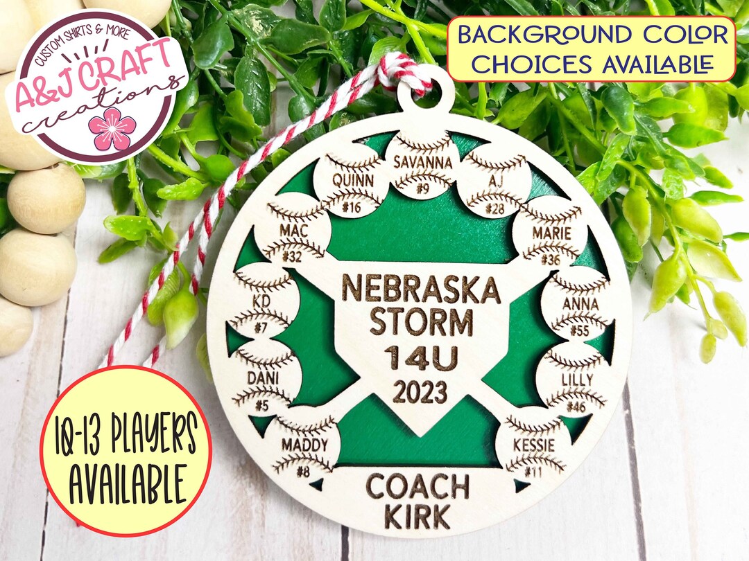 Baseball Softball Team Personalized Ornament, Baseball Player Gift