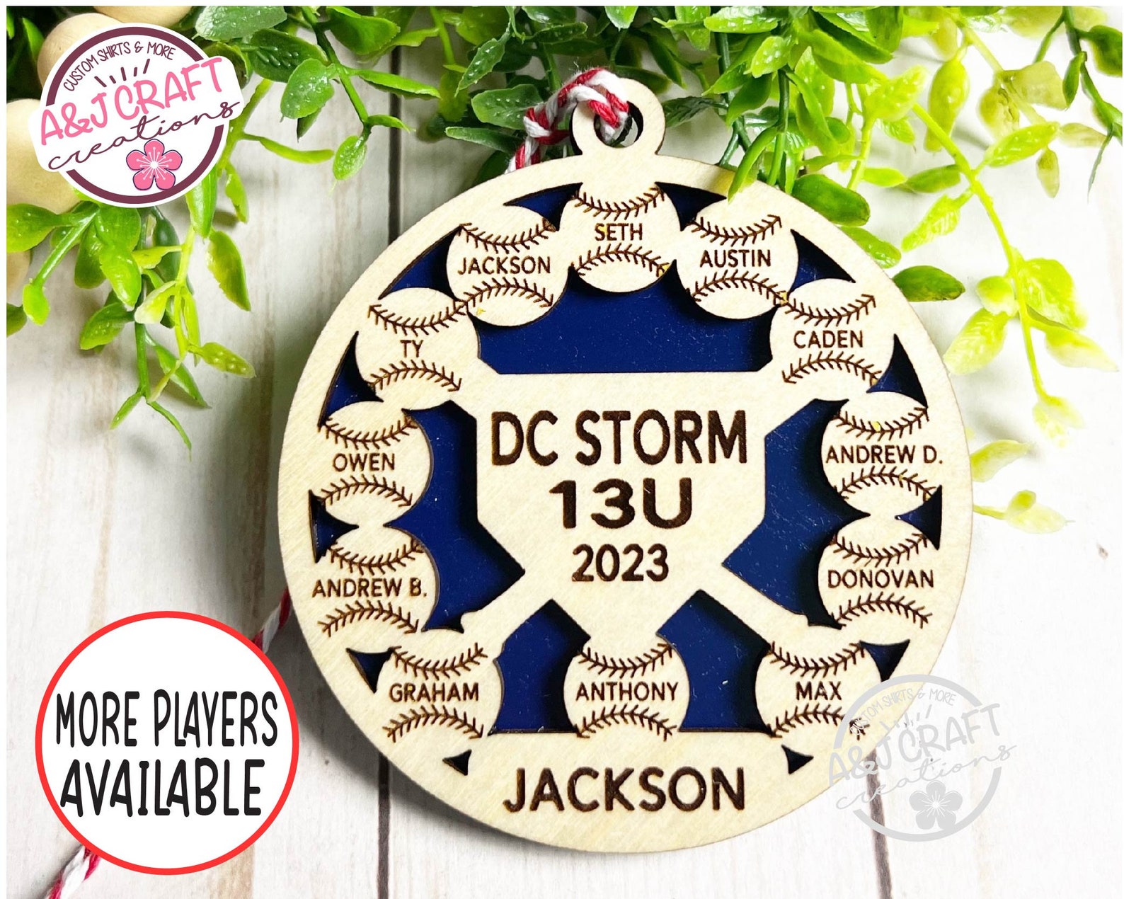 Baseball Softball Team Personalized Ornament, Baseball Player Gift