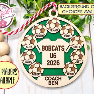 Soccer Team Personalized Ornament, Soccer Player Gift, Soccer Coach ornament, Custom Soccer Ornament, Laser Cut Ornament, Car Charm
