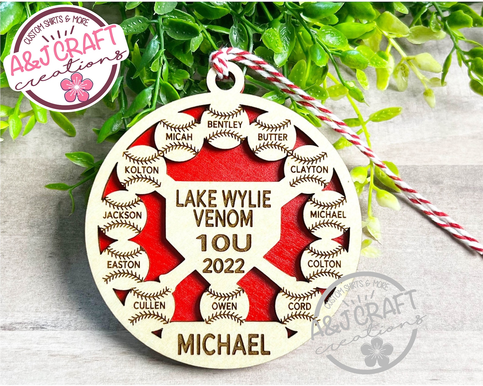 Baseball Softball Team Personalized Ornament, Baseball Player Gift