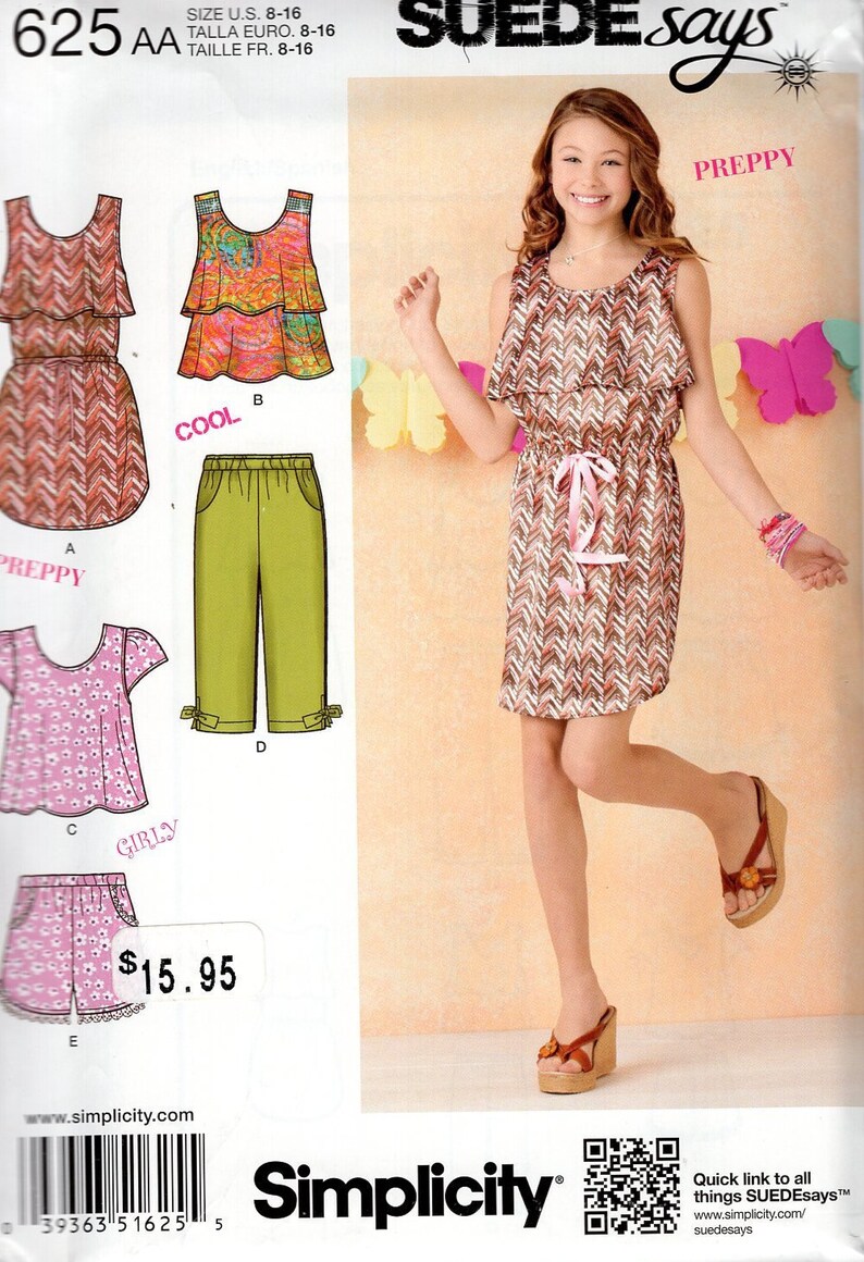 Uncut Simplicity Sewing Pattern 1180 Girls Tops Pants Skirt  size 3-6 7-14 FF
