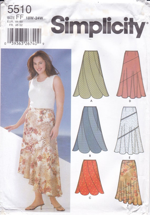 Simplicity 5510 Sewing Pattern Gored Asymmetrical Skirt FF | Etsy