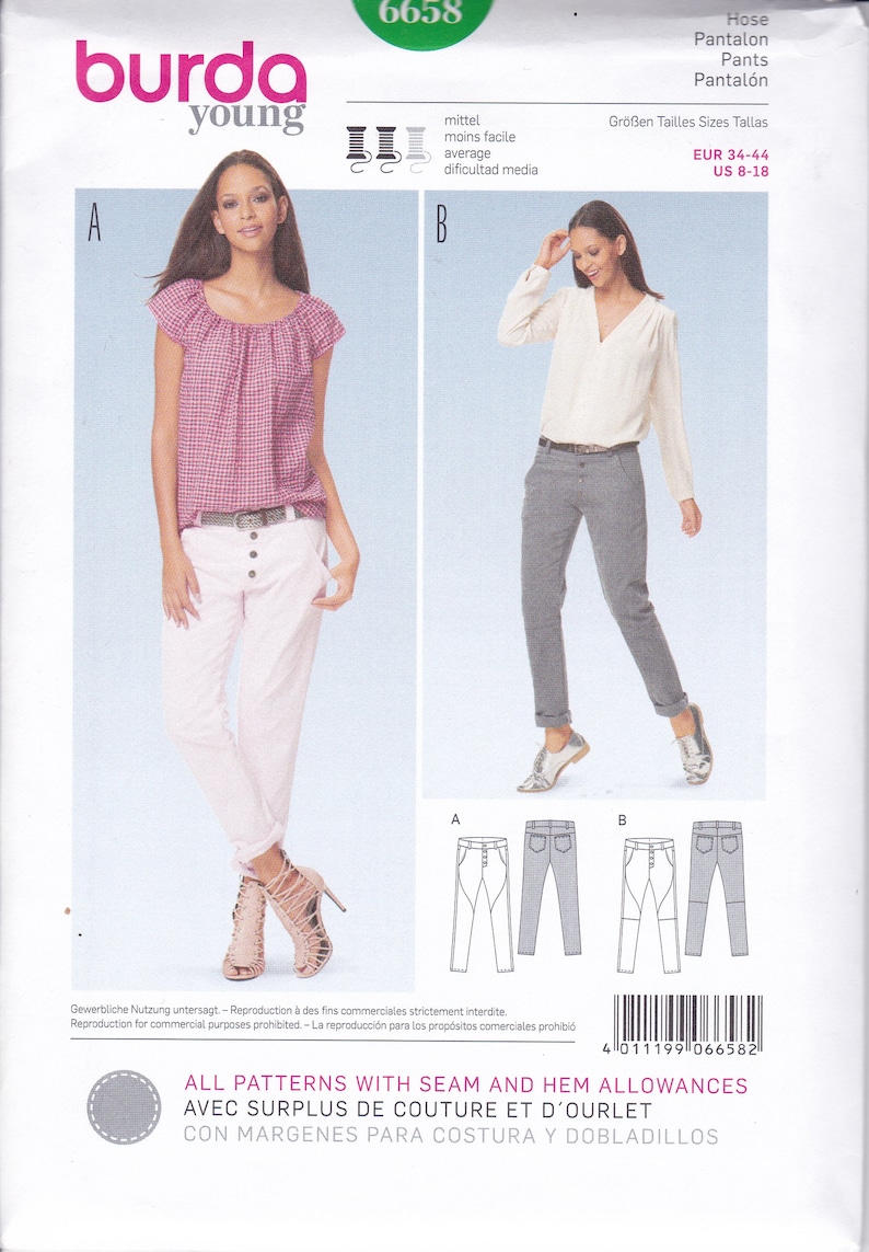 Misses Pants Burda Start1 Sewing Pattern 3216 8-10-12-14-16-18-20-22-24-26 Fitted Size
