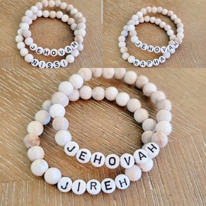 Names of God Stack Bracelet Jehovah Jireh, Jehovah Rapha Jehovah Nissi