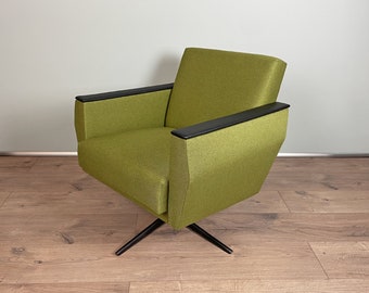Vintage lounge groene draaifauteuil uit de jaren 60 | Accentstoel | Woonkamer | Gestoffeerd | Hersteld | MidCentury-stoel | Moderne vintage