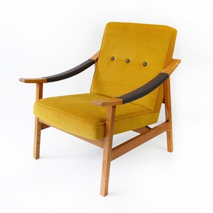 Yellow Vintage Lounge Chair, Armchair, Sessel, 1960s