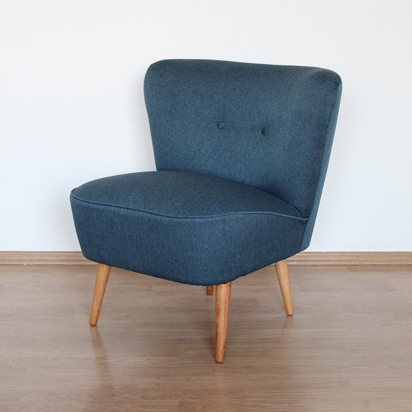 Fauteuil lounge cocktail bleu vintage des années 60 / Milieu du siècle / Rembourré / Chaise