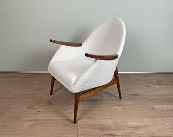 Vintage Lounge Teddy Sessel aus den 60er Jahren | Cremeweiß | Vintage Stuhl | Akzent Stuhl | Gepolstert | Mid-Century Stuhl | Modern Vintage