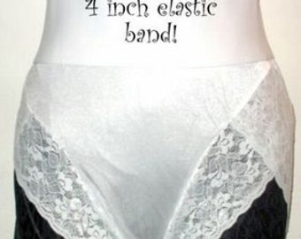 vintage New Cown-ette 4 "Cuffed High Waist Firm Control Panty Girdle Brief with Lace Legs White ontrol