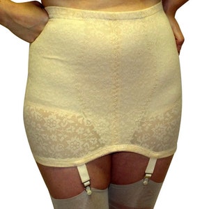 New Vintage Crown-ette Full Freedom Firm Control Lace Open Bottom Girdle  With Garters Bg Lg 