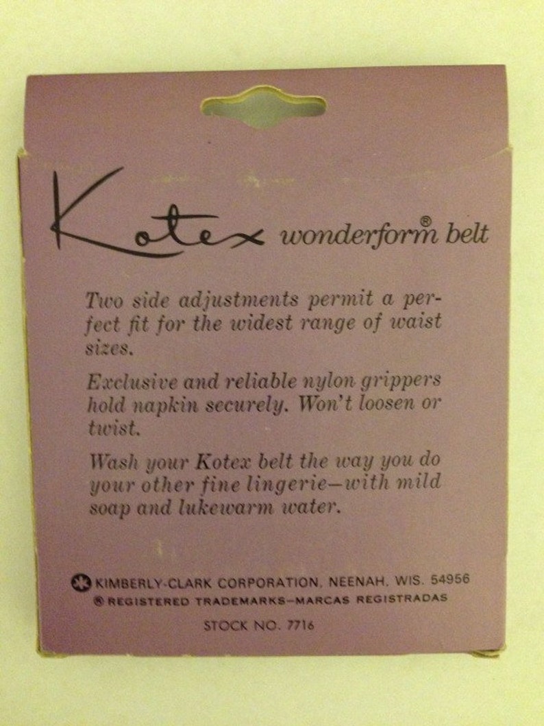 Vintage New Kotex Wonderform Sanitary Napkin Belt & One Dozen Etsy