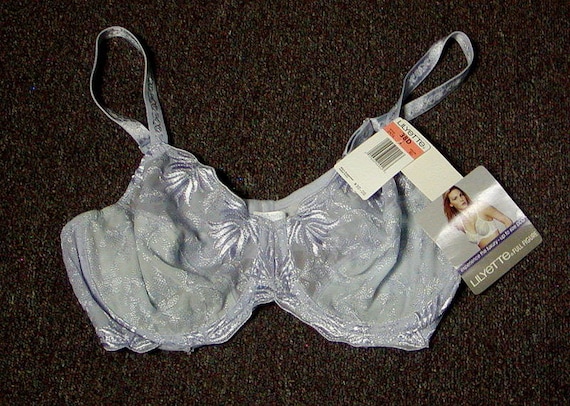 Vintage New With Tags Attached Lilyette Full Figure Embroidered Lace  Underwire Bra Soft Blue 38D 