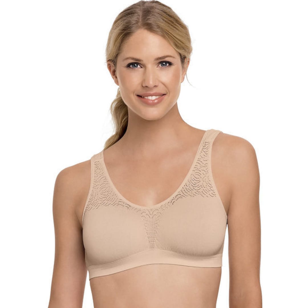 Vintage New Barely There Microfiber Damask Crop Top Bra Rosewood