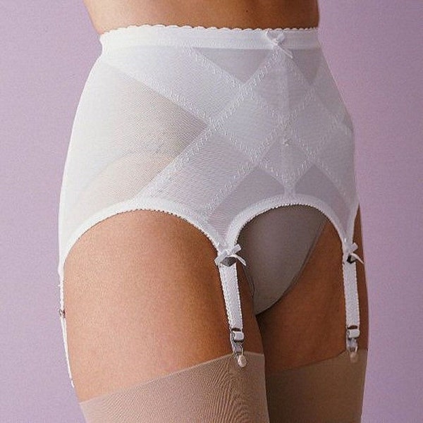 Vintage New Crown Firm Control Garter Belt with 4 garters White Medium (27"-28")