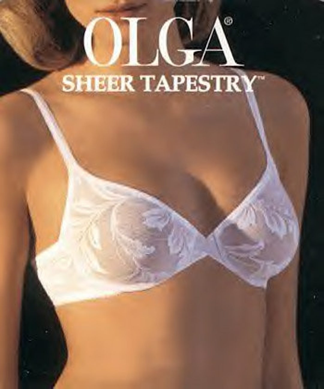 Vintage New With Tags Olga Sheer Tapestry Full Support Underwire Bra White  34D 