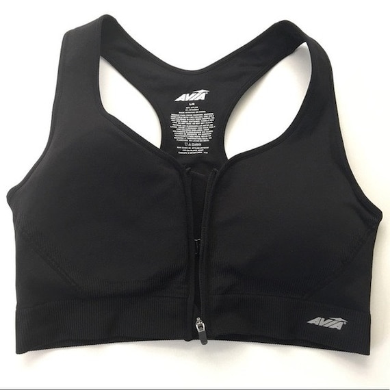 Vintage New Avia Seamless Front Zip Moderate Impact Sports Bra With  Removable Pads Tuxedo Black Small -  Hong Kong