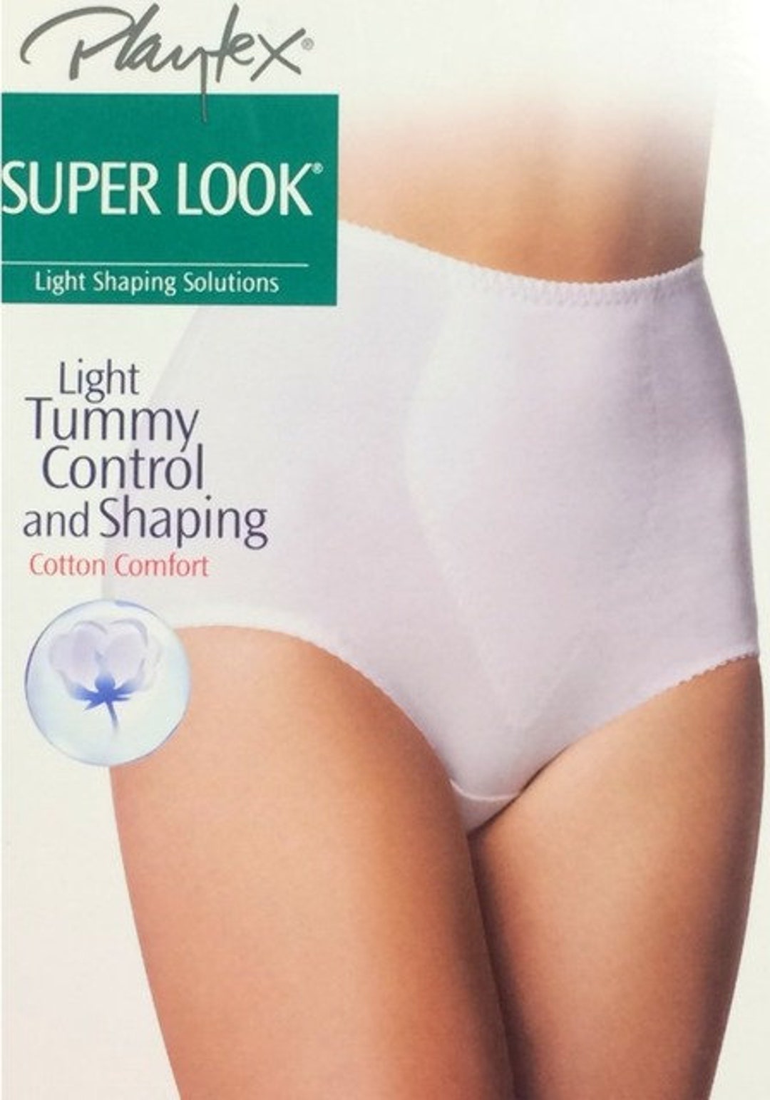 Vintage New Playtex Super Look Cotton Light Tummy and Body Shaping Brief  White XL 32 -  Israel
