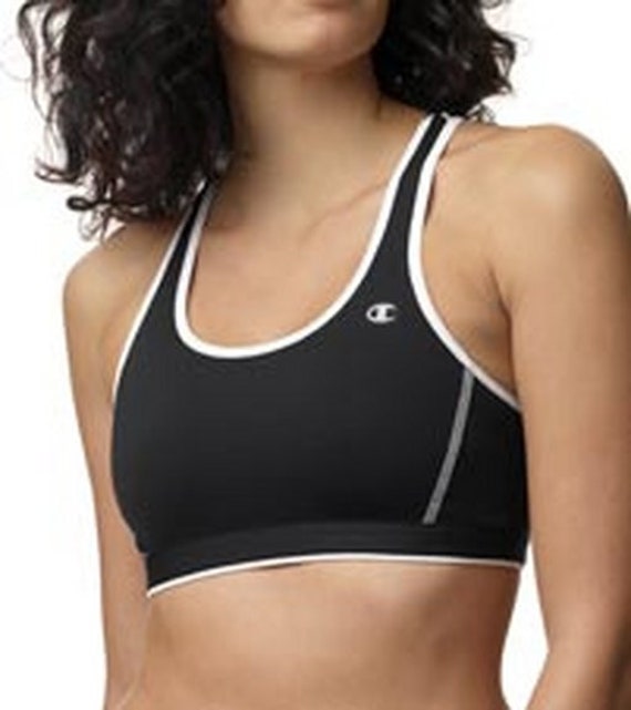 Vintage New With Tags Champion Double Dry Natural Cotton Wire Free Sports  Bra Tuxedo Black Large 