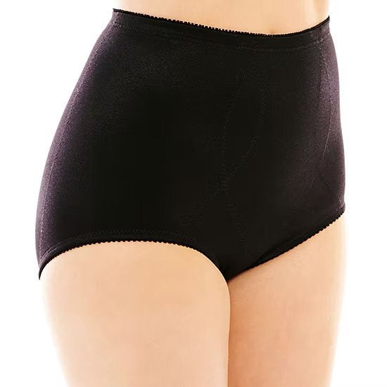 Vintage J.C. Penney's Underscore Firm Control Satin Panty Girdle Brief  Tuxedo Black 