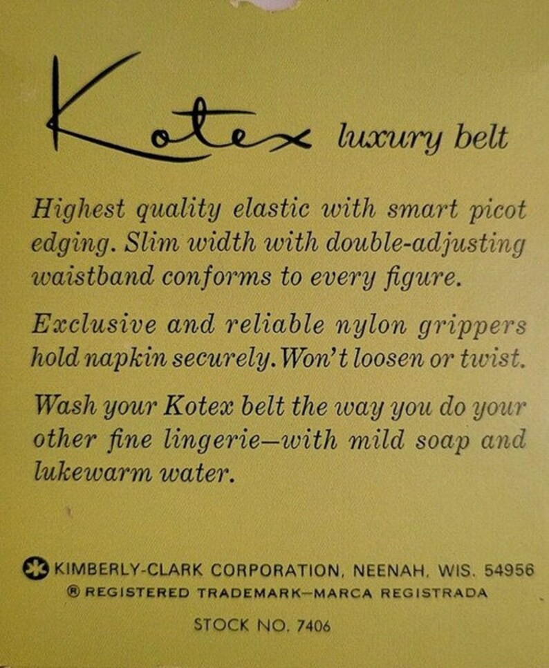 Vintage New Kotex Wonderform Sanitary Napkin Belt & One Dozen Etsy