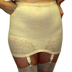 Vintage New Crown-ette Full Freedom Firm Control Lace Open Bottom Girdle  With Garters Body Beige -  Canada