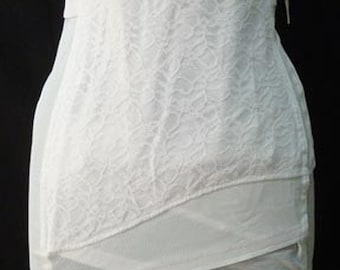 Venus of Vinatge Cortland Extra Firm High Waist Open Bottom Side Zipper Girdle with 6 Garters White 4 X Large (37"-38")