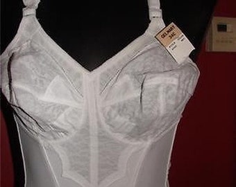 Vintage New with Tags Gelmart Long Line Full Figure Lace Cup Rear Close Bra Snow White