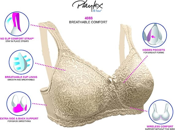 Buy Vintage New Playtex Women's 18 Hour Airform Comfort Lace Wire Free Full  Coverage Bra Tuxedo Black 40C Online in India 