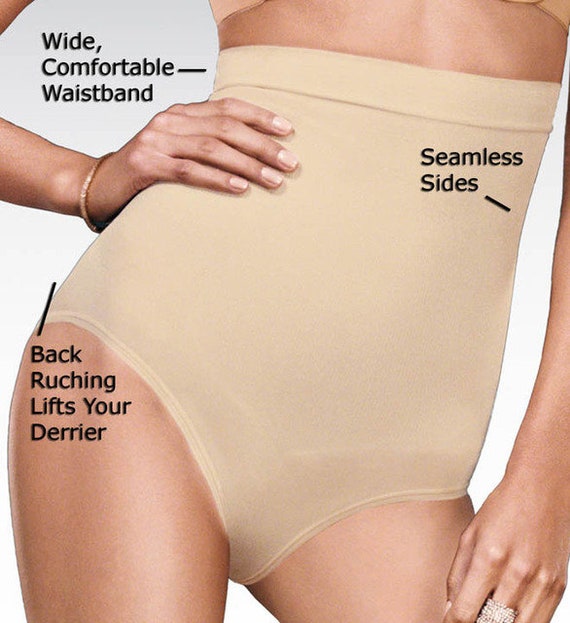 Vintage New Maidenform's Shiny Control It Firm Control High Waist Panty  Girdle Brief Body Beige Large (29-30)