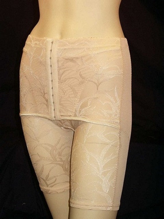 Vintage New Rubii Firm Control High Waist Cinching Floral Long Leg Girdle  Tuxedo Black Size Small 2526 