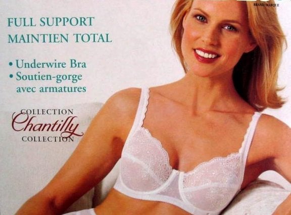 Vintage New Wonderbra Chantilly Lace Full Support Underwiire Bra Snow White  38DD 