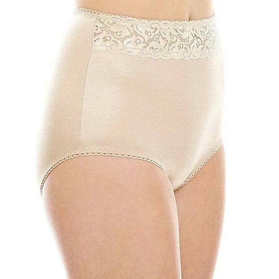 Vintage New Underscore Stretch Satin Lace Trim Control Panty