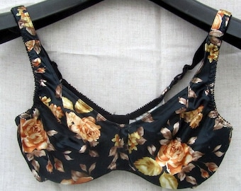 Vintage New Glamorise Full Figure Satin Wonderwire Cushioned Comfort Bra Rose Floral