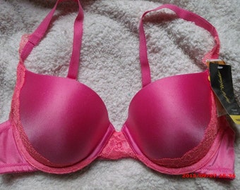 Vintage New with tags Wonderbra The Wonder of Gel Satin Push-Up Pink 36C