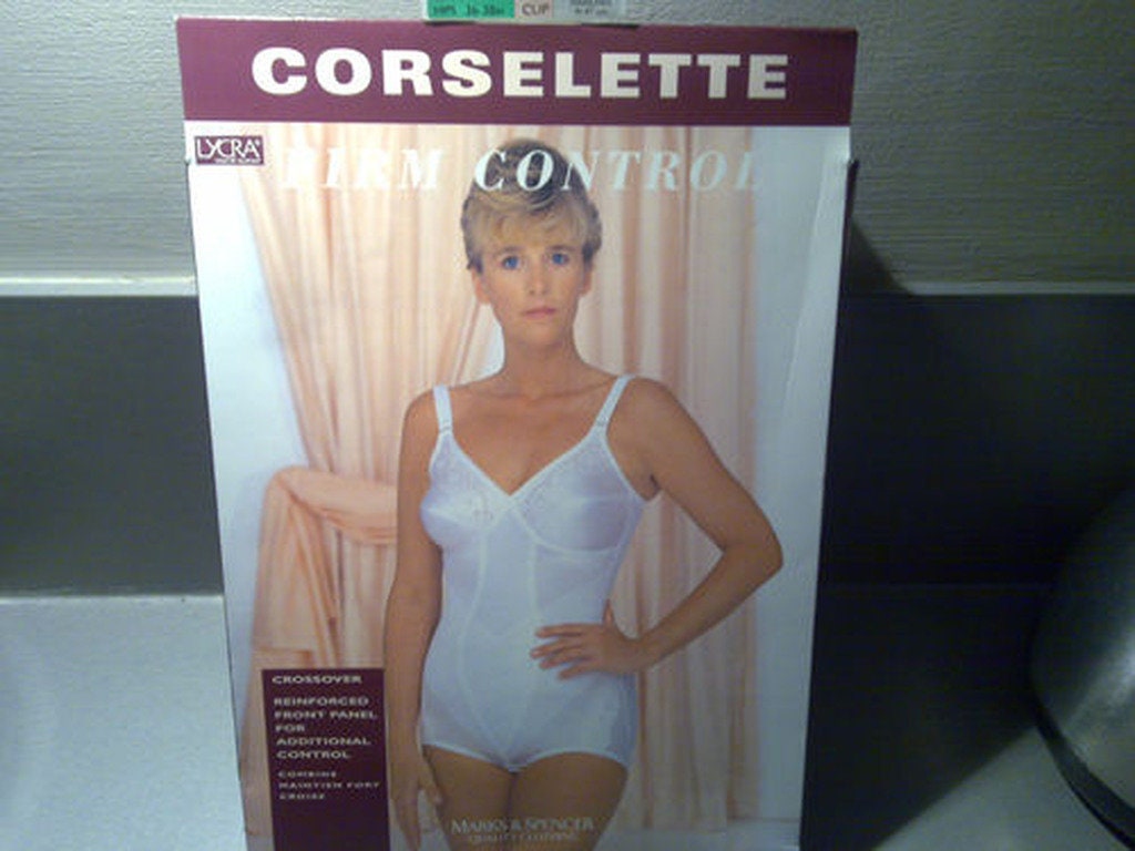 Vintage New Marks & Spencer Firm Control Cotton Wire Free Corselette With  Garters White 40DD -  Israel