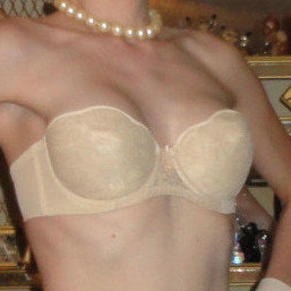 vintage Nouveau avec étiquettes Soustraire exclusivement le vôtre Soutien-gorge sans bretelles dos nu à fil plongeant bas Blanc Neige 36B