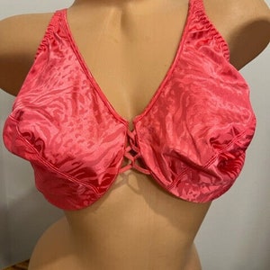 Vintage New Vassarette My Satin Fantasy Floral Deluster With Love Knot Full  Figure Underwire Bra Pink 42D 